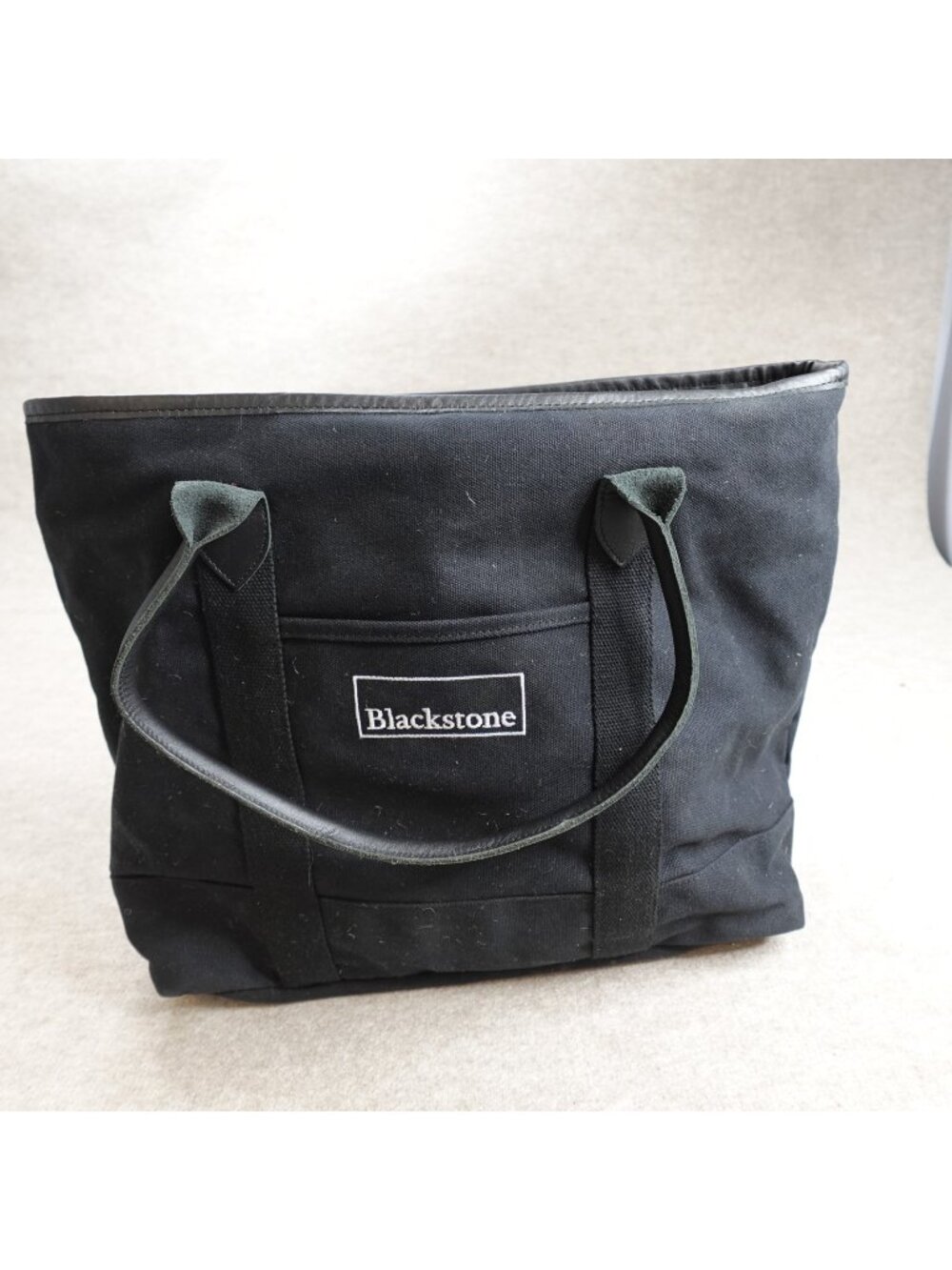 Blackstone Tote Bag Black Large Canvas Leather Zip